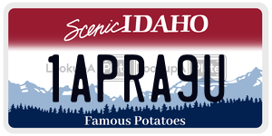 1APRA9U  license plate in ID