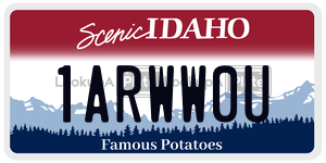 1ARWW0U  license plate in ID
