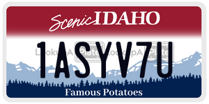 1ASYV7U  license plate in ID