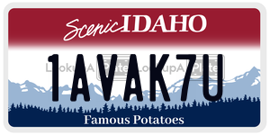 1AVAK7U  license plate in ID