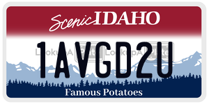 1AVGD2U  license plate in ID