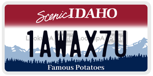 1AWAX7U  license plate in ID