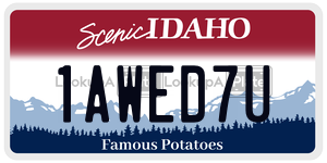 1AWED7U  license plate in ID