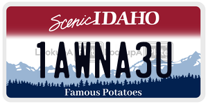 1AWNA3U  license plate in ID