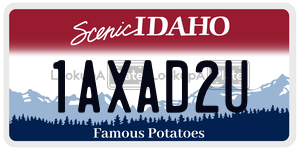 1AXAD2U  license plate in ID