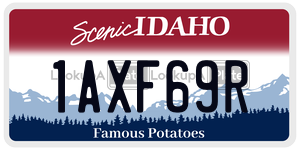 1AXF69R  license plate in ID