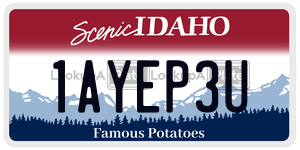 1AYEP3U  license plate in ID