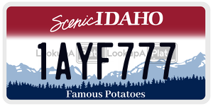 1AYF777  license plate in ID