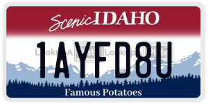 1AYFD8U  license plate in ID
