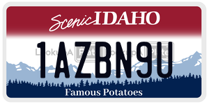 1AZBN9U  license plate in ID