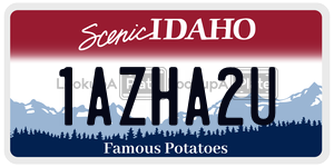 1AZHA2U  license plate in ID