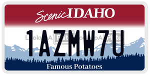 1AZMW7U  license plate in ID