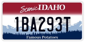 1BA293T  license plate in ID