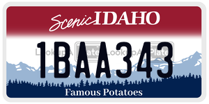 1BAA343  license plate in ID