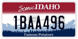 1BAA496  license plate in ID