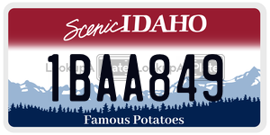 1BAA849  license plate in ID