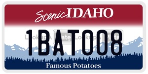 1BAT008  license plate in ID