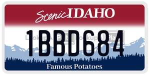 1BBD684  license plate in ID