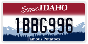 1BBG996  license plate in ID
