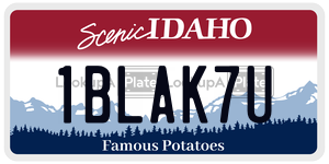 1BLAK7U  license plate in ID