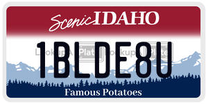 1BLDE8U  license plate in ID