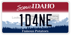 1D4NE  license plate in ID