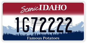 1G72222  license plate in ID