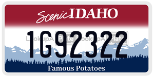 1G92322  license plate in ID