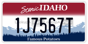 1J7567T  license plate in ID