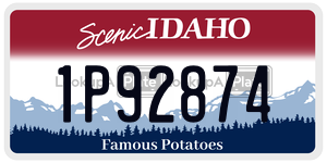 1P92874  license plate in ID