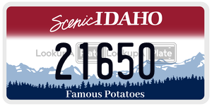21650  license plate in ID