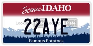 22AYE  license plate in ID