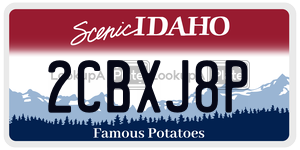 2CBXJ8P  license plate in ID