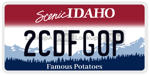 2CDFG0P  license plate in ID