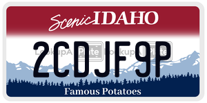 2CDJF9P  license plate in ID