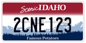 2CNE123  license plate in ID