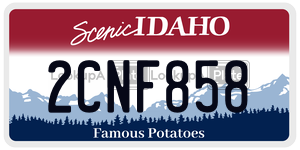 2CNF858  license plate in ID