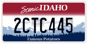 2CTC445  license plate in ID