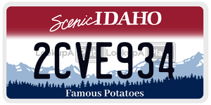 2CVE934  license plate in ID
