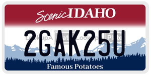 2GAK25U  license plate in ID