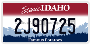 2J90725  license plate in ID