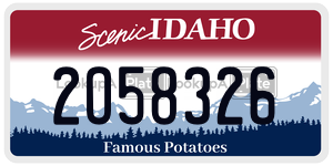 2O58326  license plate in ID
