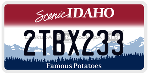 2TBX233  license plate in ID