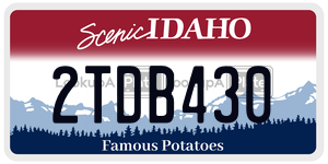 2TDB430  license plate in ID
