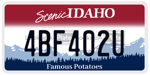 4BF402U  license plate in ID
