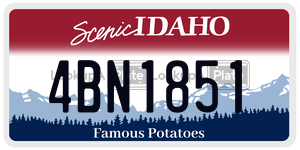 4BN1851  license plate in ID
