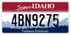4BN9275  license plate in ID