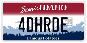 4DHRDE  license plate in ID