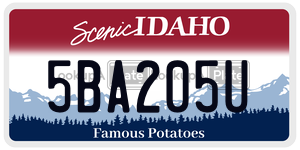 5BA205U  license plate in ID