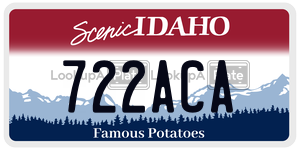 722ACA  license plate in ID